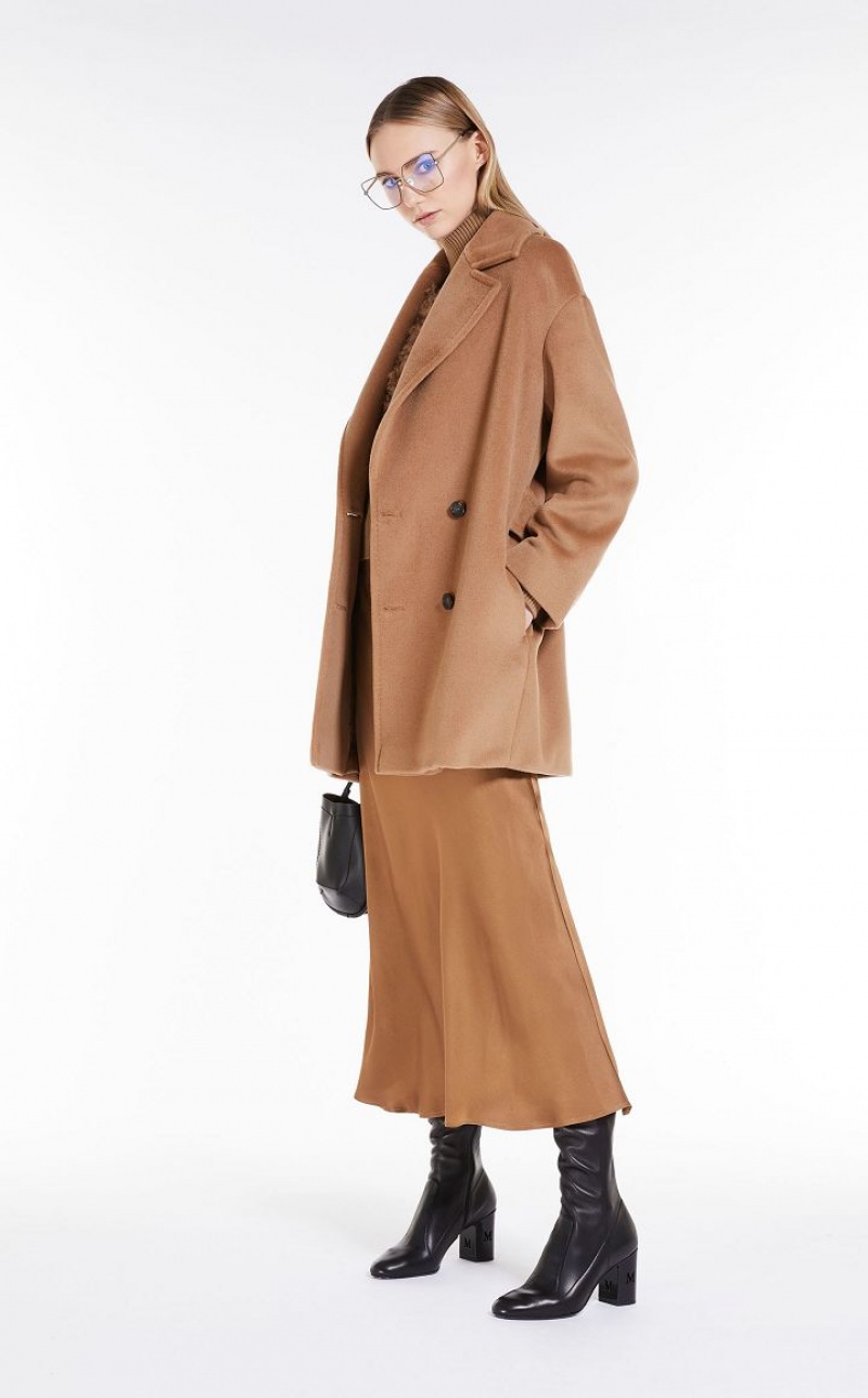 MaxMara Wool Beaver Cloth Jacket Coats CAMEL | MMR593855