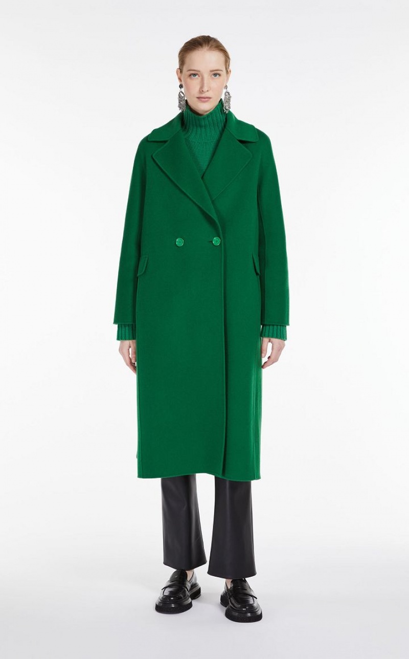 MaxMara Wool Belted Coats GREEN | MMR593868