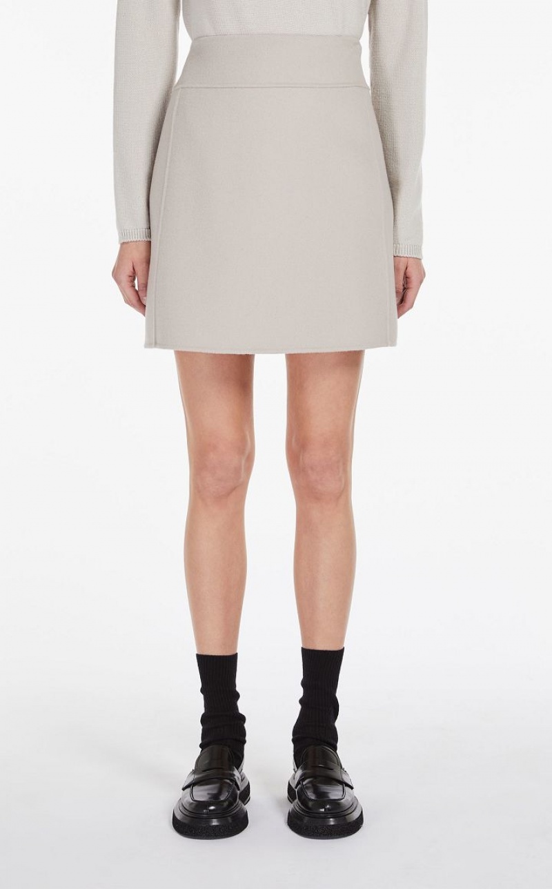 MaxMara Wool Bodycon Skirts ECRU | MMR593701