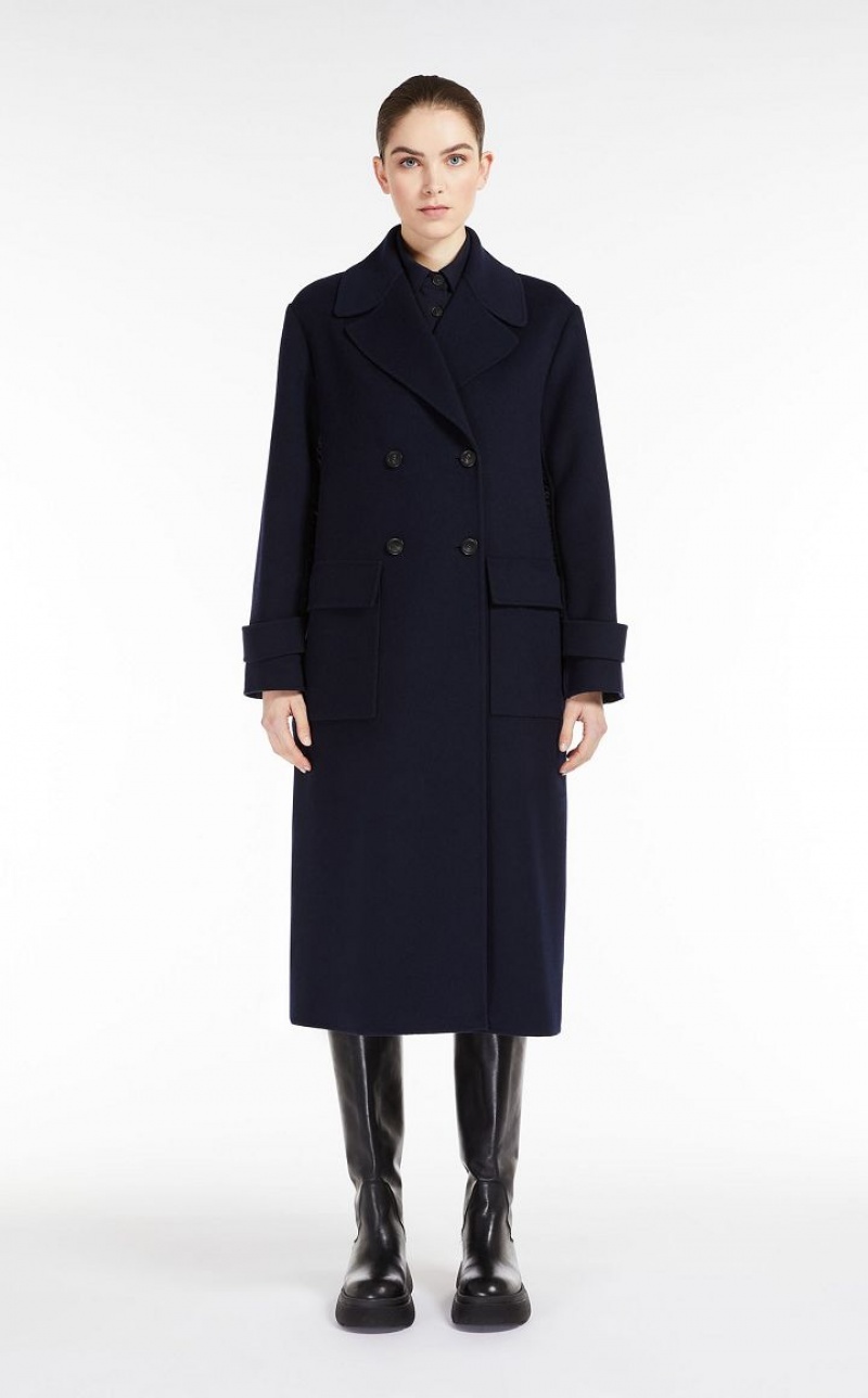 MaxMara Wool Broadcloth Trench Coat Padded ULTRAMARINE | MMR593975