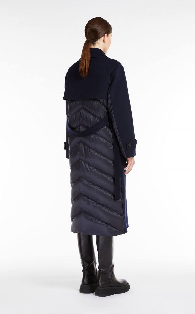 MaxMara Wool Broadcloth Trench Coat Padded ULTRAMARINE | MMR593975