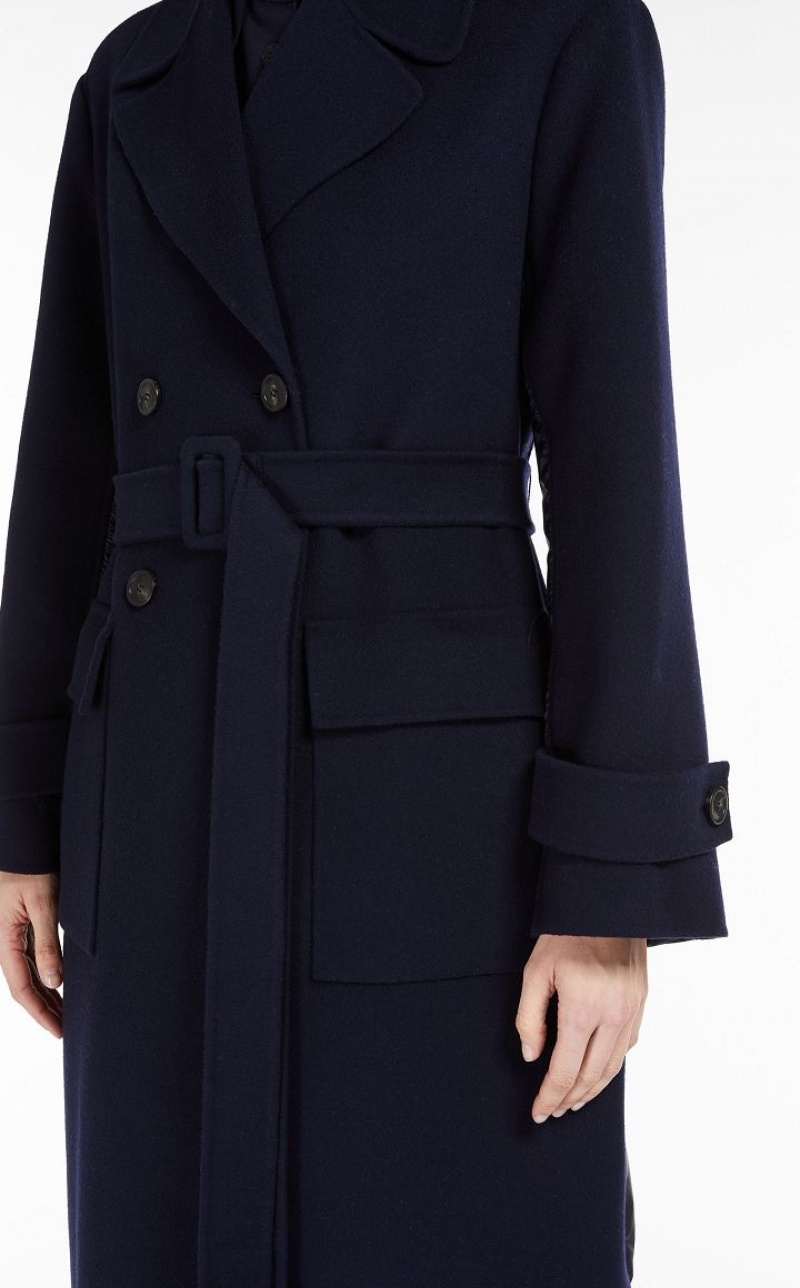 MaxMara Wool Broadcloth Trench Coat Padded ULTRAMARINE | MMR593975