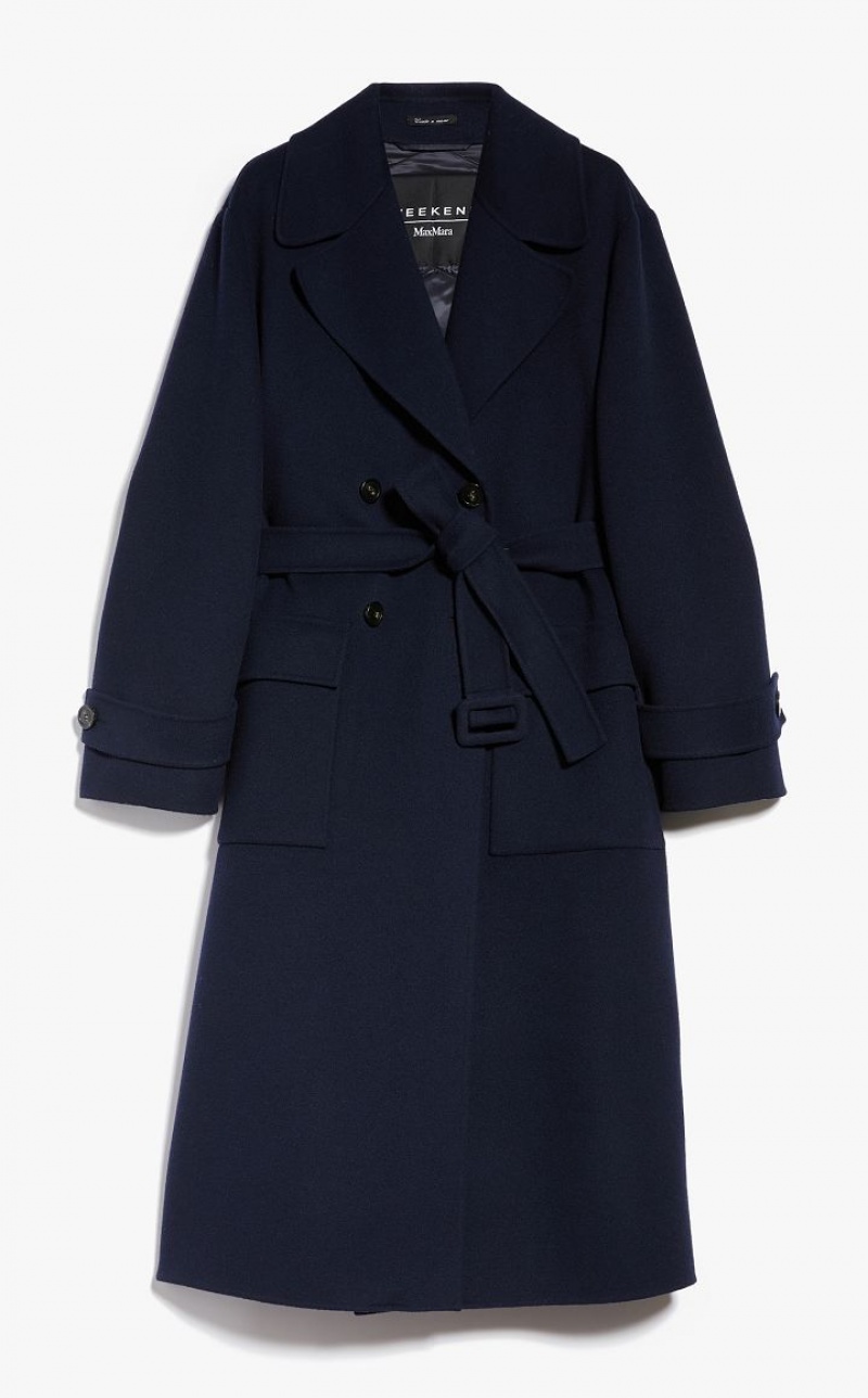 MaxMara Wool Broadcloth Trench Coat Padded ULTRAMARINE | MMR593975