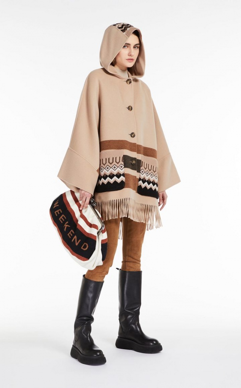 MaxMara Wool Cape Coats CAMEL | MMR593939