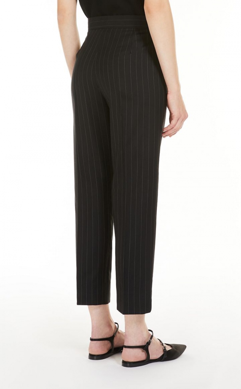 MaxMara Wool Cigarette Trousers BLACK | MMR593775