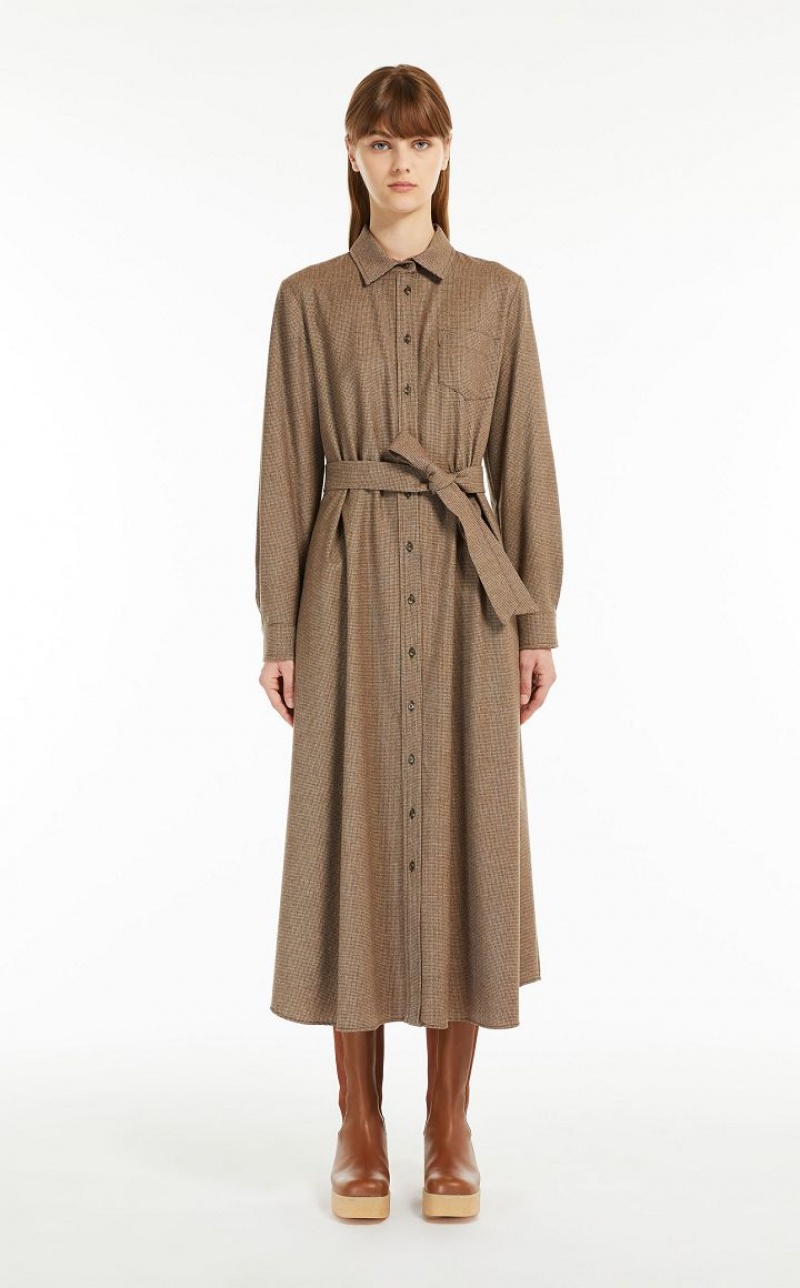 MaxMara Wool Flannel Dresses CAMEL | MMR593402