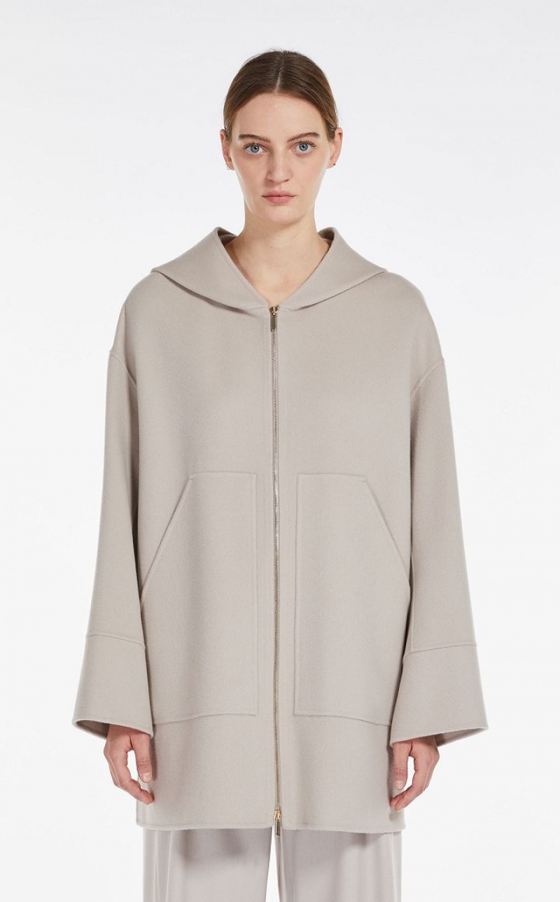 MaxMara Wool Hoodie Coats ECRU | MMR593878