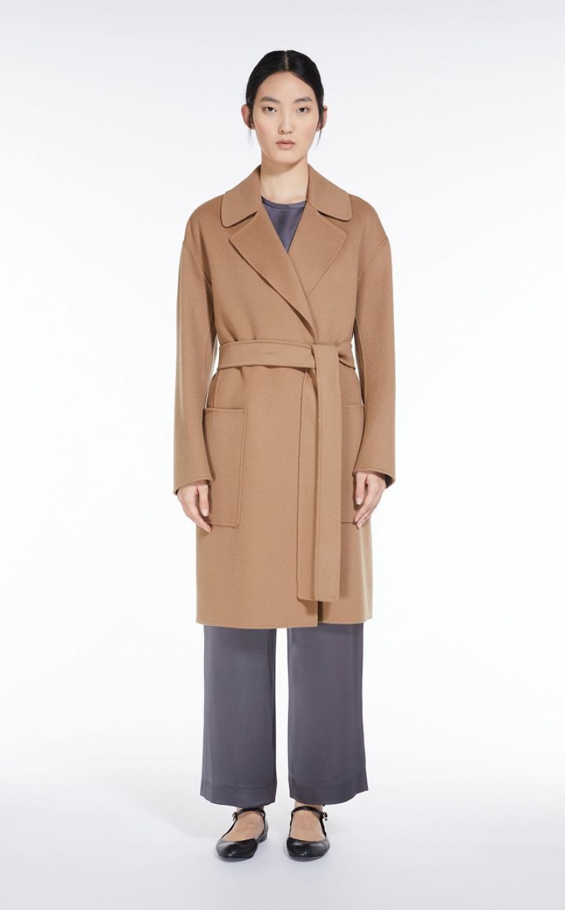 MaxMara Wool Robe Coats CAMEL | MMR593936