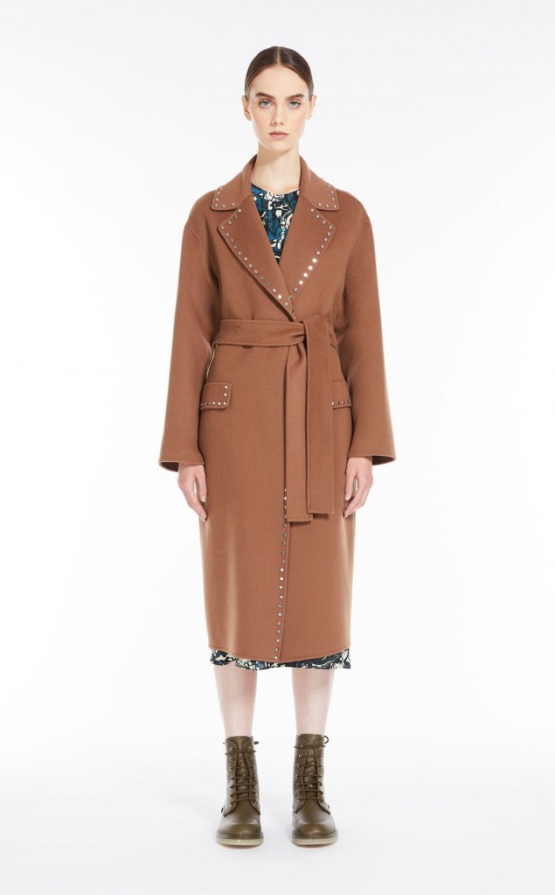 MaxMara Wool Robe Coats TOBACCO | MMR593835