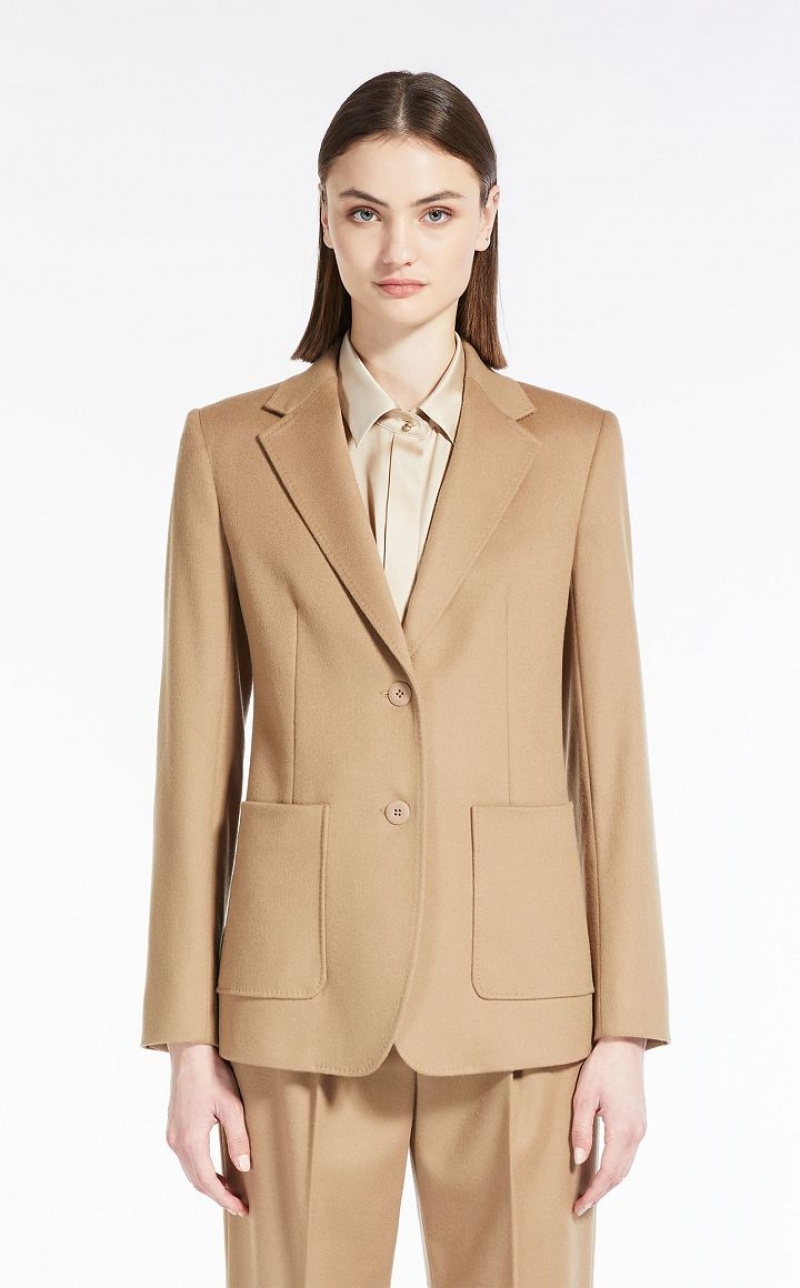 MaxMara Wool Single-breasted Jackets CAMEL | MMR594058