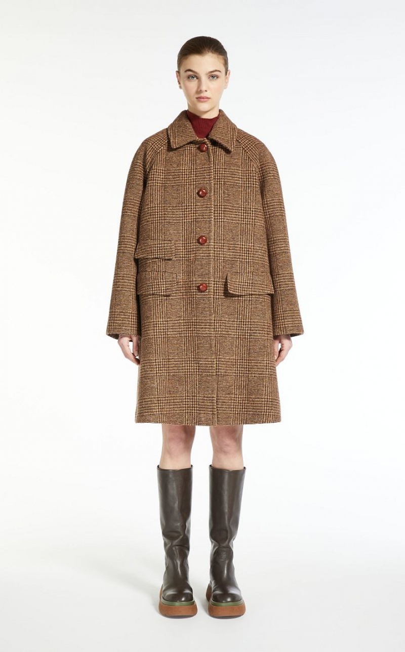 MaxMara Wool Tweed Coats HAZELNUT BROWN | MMR593866