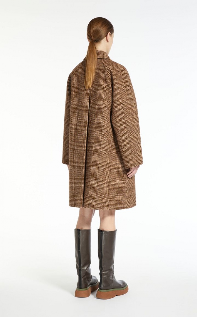 MaxMara Wool Tweed Coats HAZELNUT BROWN | MMR593866