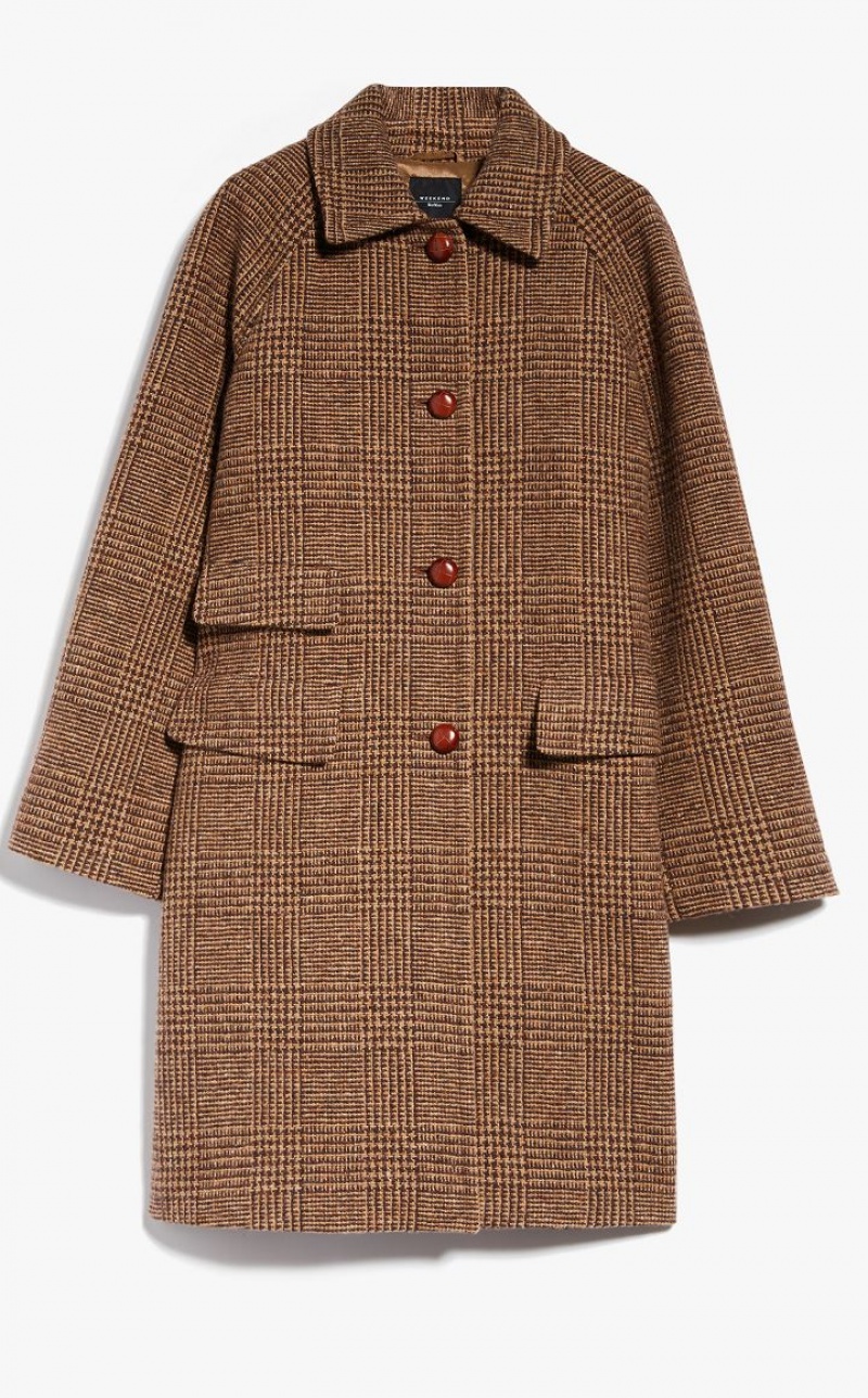 MaxMara Wool Tweed Coats HAZELNUT BROWN | MMR593866