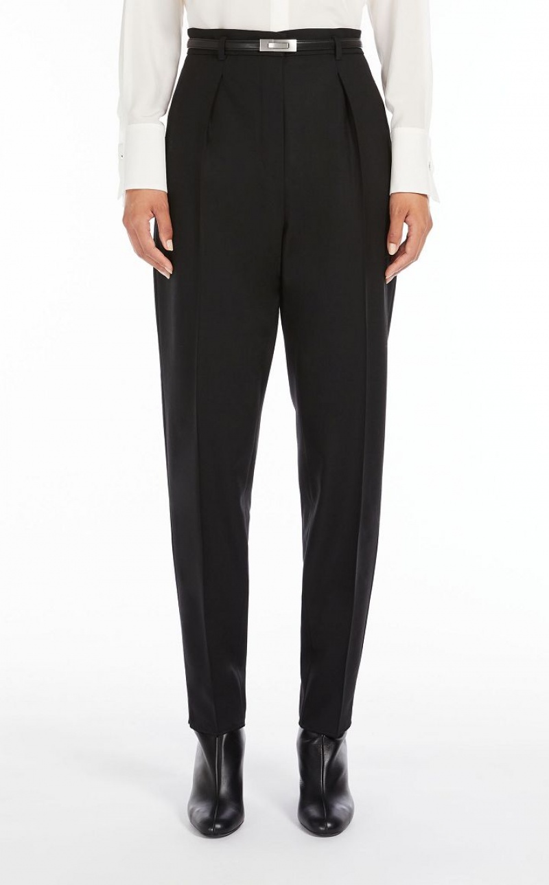 MaxMara Wool Twill Trousers BLACK | MMR593790