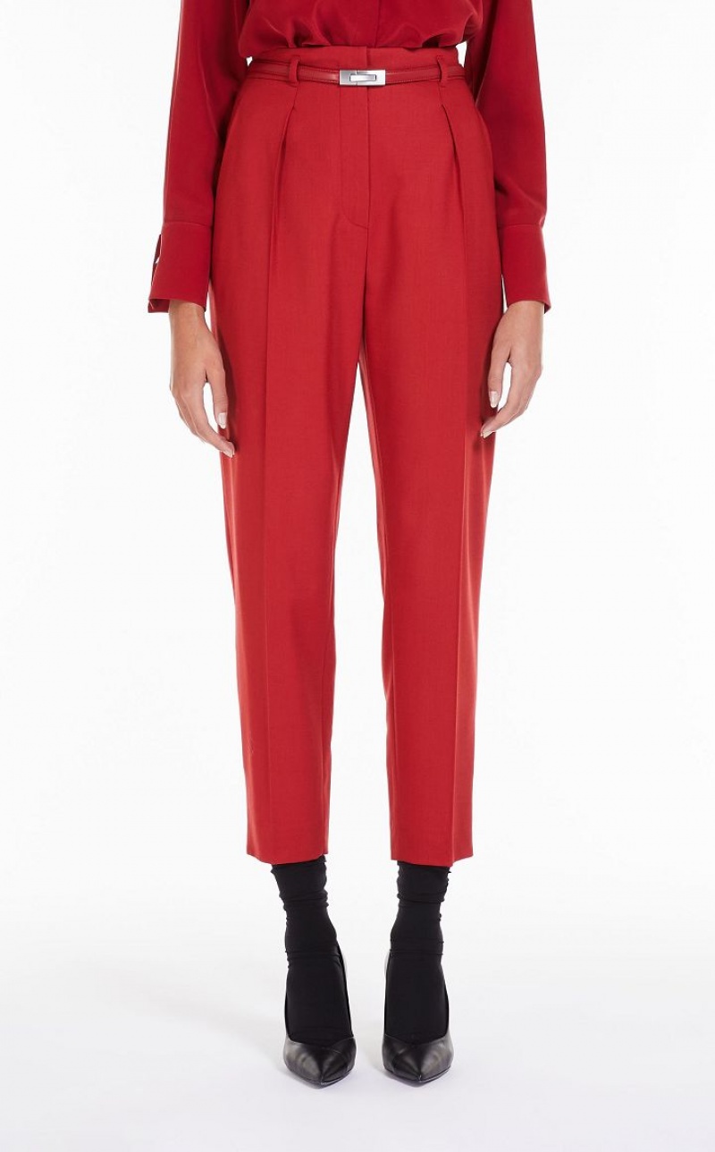 MaxMara Wool Twill Trousers BRICK RED | MMR593772