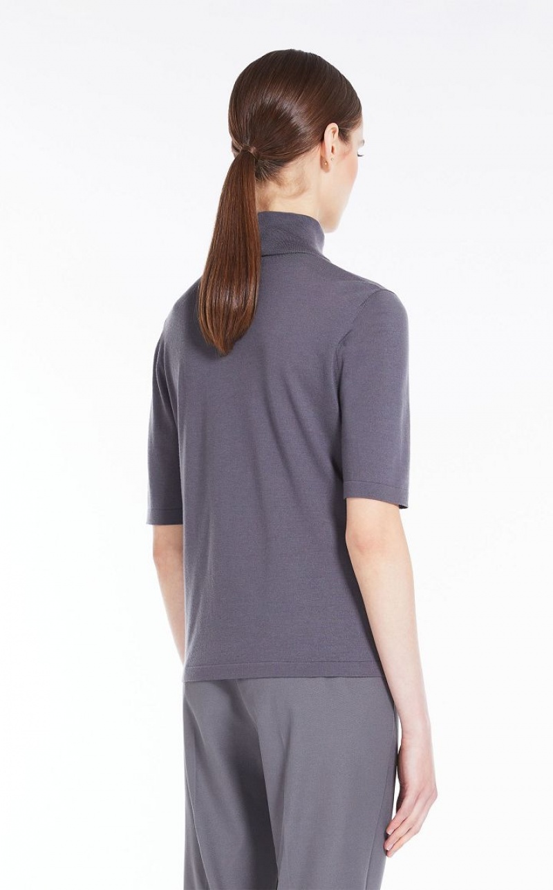 MaxMara Wool Yarn Mock Polo-neck Knitwear MEDIUM GREY | MMR593440