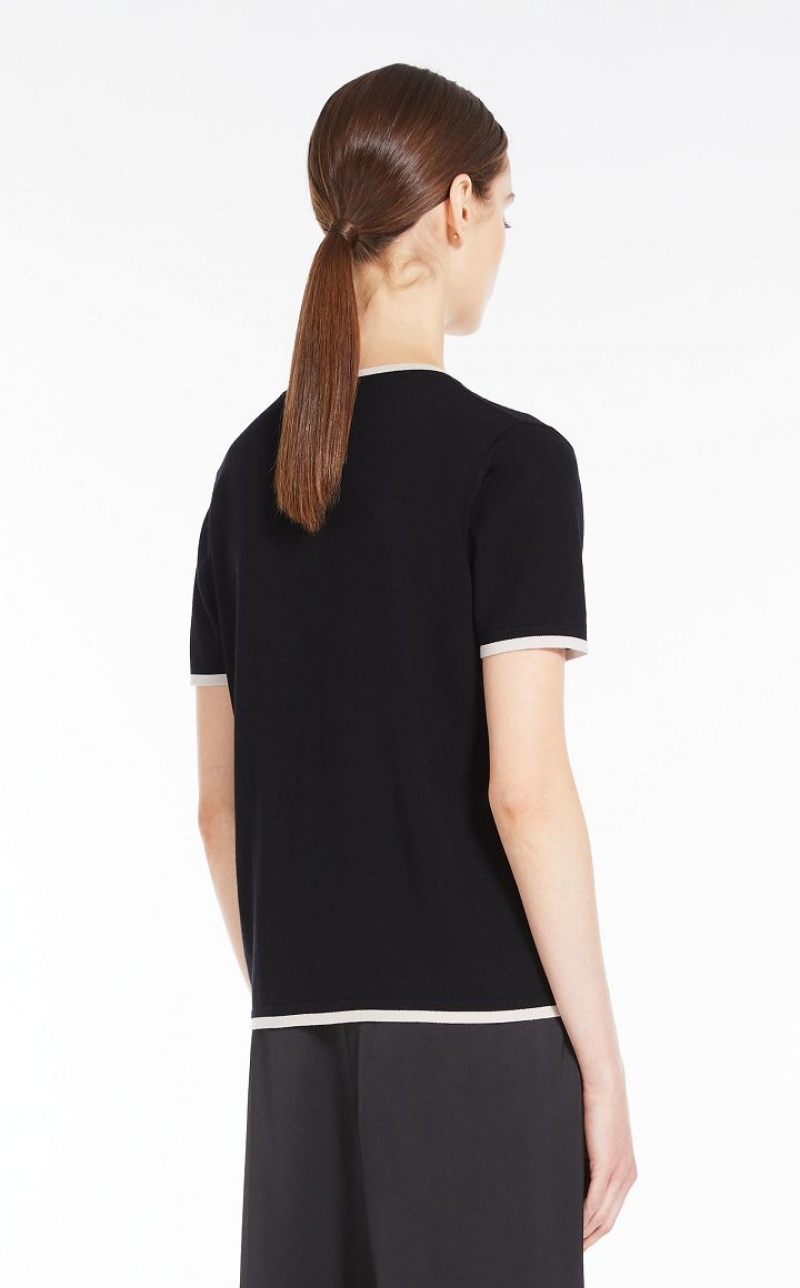 MaxMara Wool Yarn T-shirt Knitwear BLACK | MMR593455